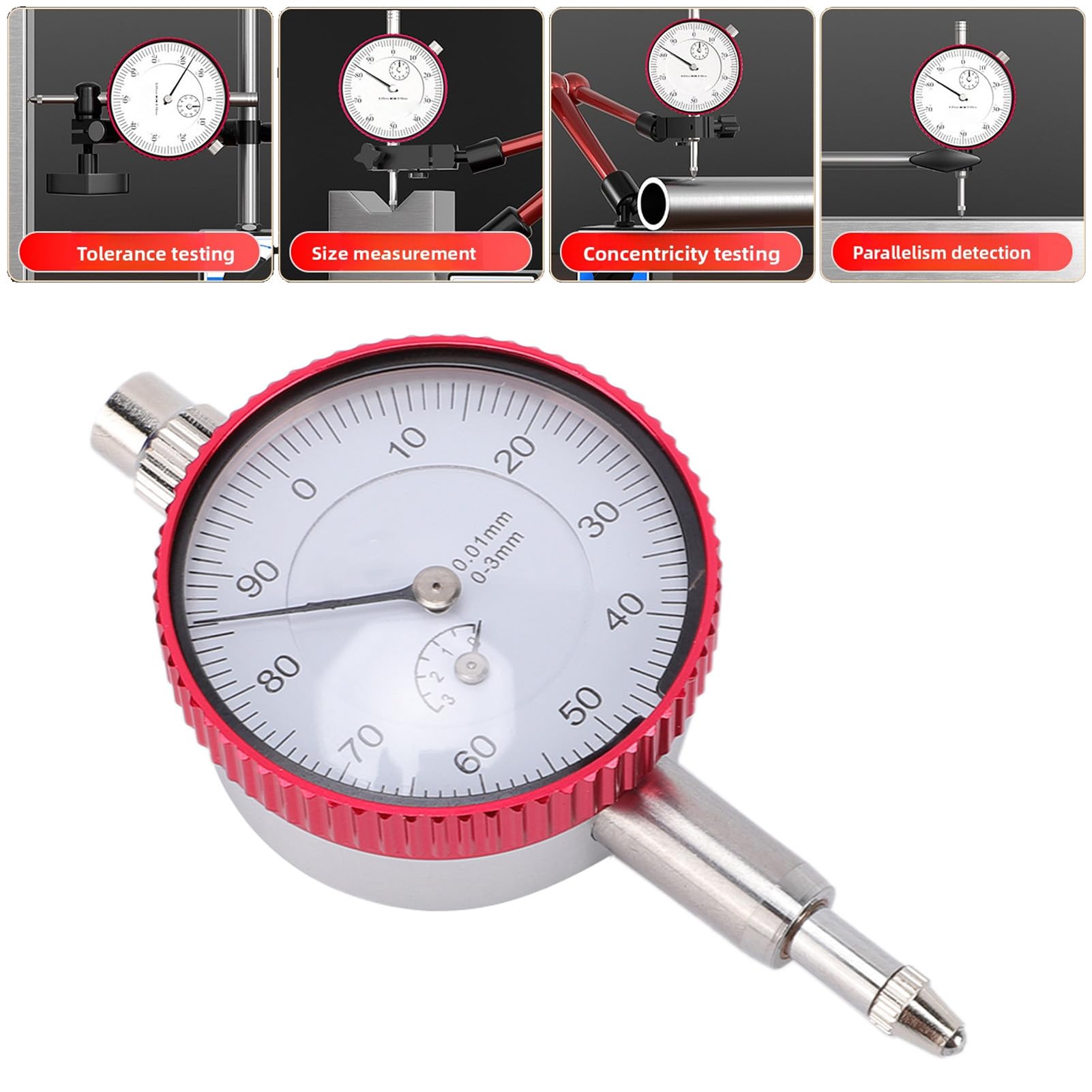 Indicateur à Cadran, Plage 0-3 Mm, Précision de 0,01 Mm, Outil de Mesure Antichoc en Acier Inoxydable, pour Scie à Table D'atelier