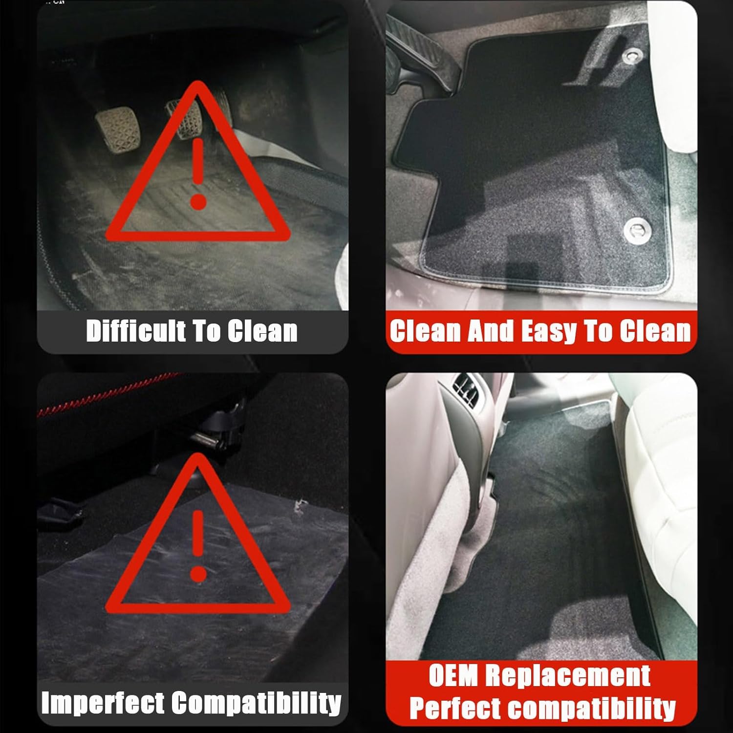 SecosAutoparts Replacement Black Velour Front & Rear Floor Mats Carpet Compatible with BMW F10 5-Series 2011 2012 2013 2014 2015 2016