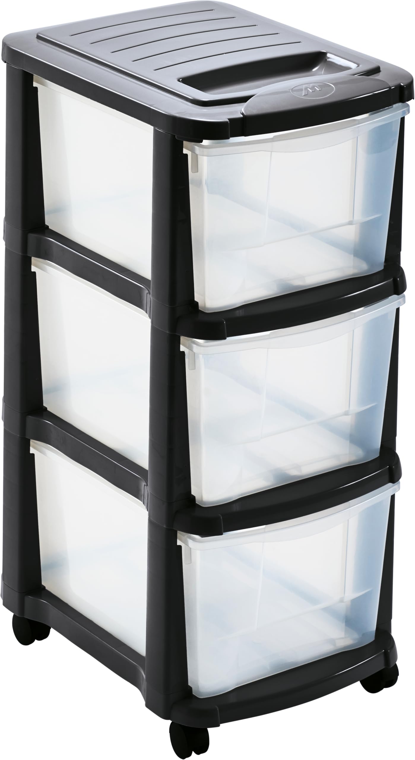 Torre portaoggetti in plastica grigio antracite – 3 grandi cassetti trasparenti – con ruote – altezza 65 cm – Made in France – Ideale per ufficio, casa e organizzazione – M home by Mazzei Mondex