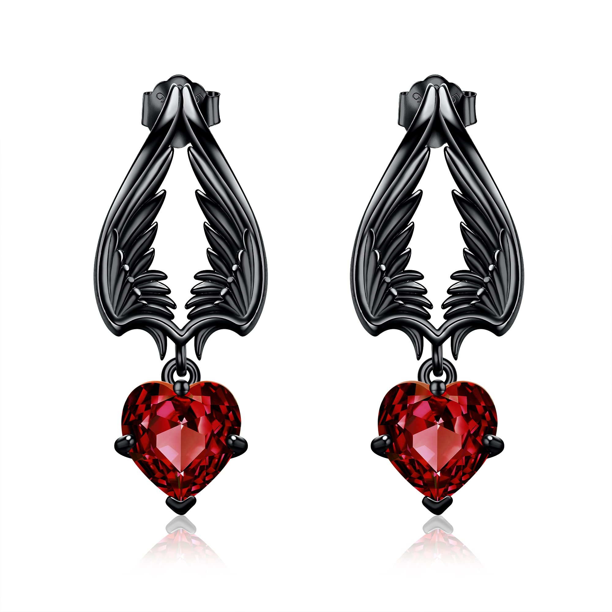 Boucles d'oreilles ailes d'ange démon en argent sterling 925
