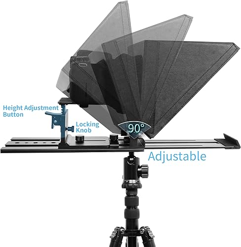 Miniatura 4 de ILOKNZI i712 pulgadas Teleprompter con control remoto, plataforma de montaje de cámara ajustable de aluminio hecho para tabletas de 12.9 pulgadas,
