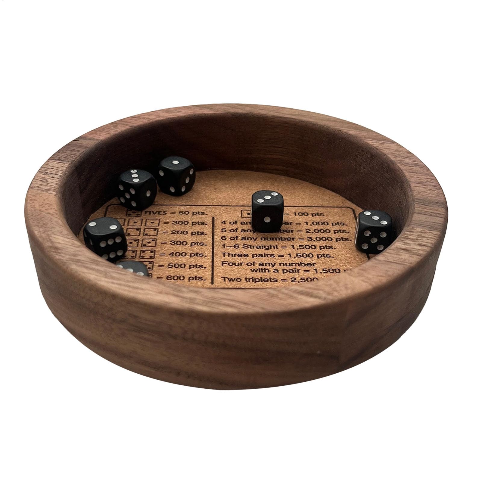 Dice Game with Wooden Tray | Classic Family Board Game with 6 Dice & Scoring Rules | Portable - Set for Nights, Travel & Parties