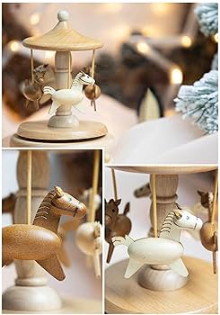 新品wonderful lifeのハンドメイドの木製オルゴール、メリーゴーランド ミニチュア メリーゴーランド オルゴール diy 木製 LED ウッド