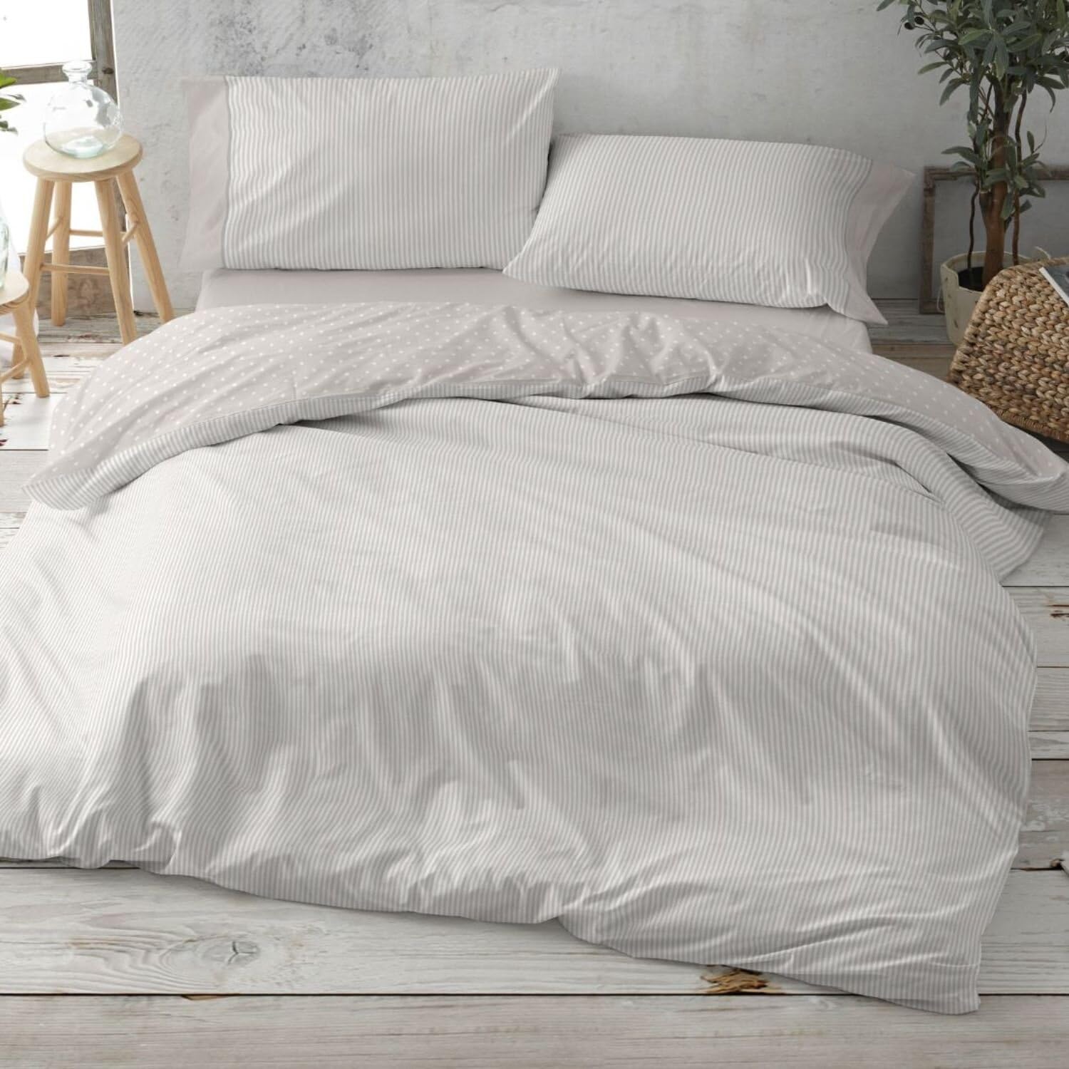 Burrito Blanco | Fundas nórdicas algodón | Cama de 150 a 160cm. (+Medidas Disponibles) | Diseño 640 | Color Greige (150-160x190/200cm.)