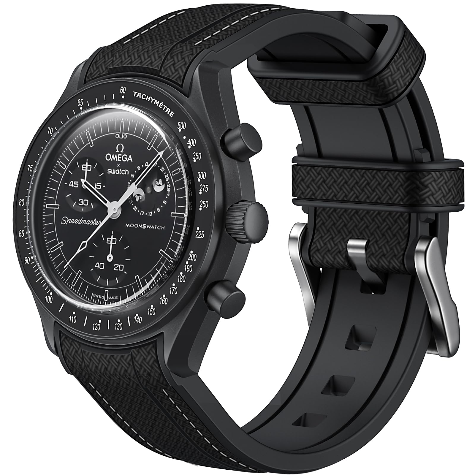 Strap for Omega x Swatch MoonSwatch Watch, 20mm, No Gap Soft Silicone Replacement Strap, Curved Band for Moonswatch Men Women