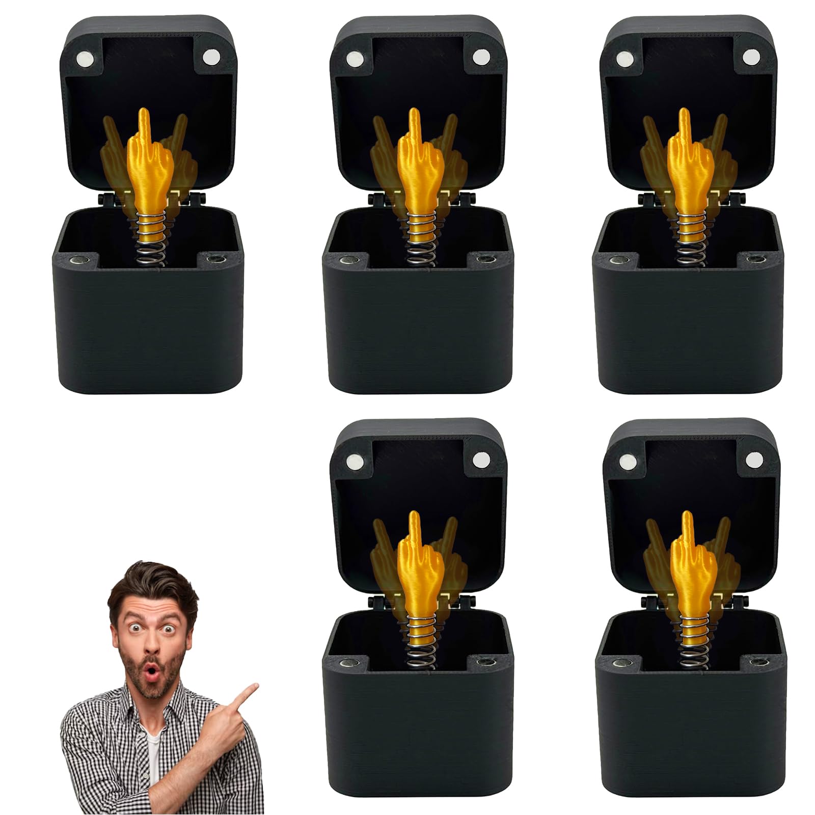 5Pc Middle Finger in a Box Funny Pop-Up Surprise Prank Gift for Adults Spoof Hand Box for Office Desk or Home Decor Perfect Novelty Gift for Christmas and Special Occasions (5Pc)