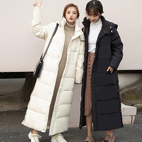Miniatura 8 de Abrigo largo acolchado con capucha para mujer, con abertura lateral, chaqueta gruesa de invierno, cálida, casual, parka sólida, ropa de abrigo