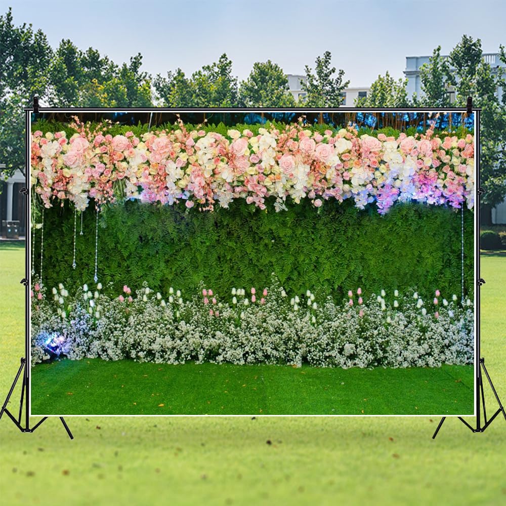 Backdrop Design Turf Grass Backdrop OERJU 7.2ft Round Green Leaves Backdrop - Spring ...