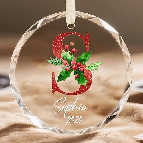 Miniatura 24 de Adornos con nombre de letra para árbol de Navidad, adornos de Navidad personalizados 2025, adornos de nombre inicial personalizados, decoraciones