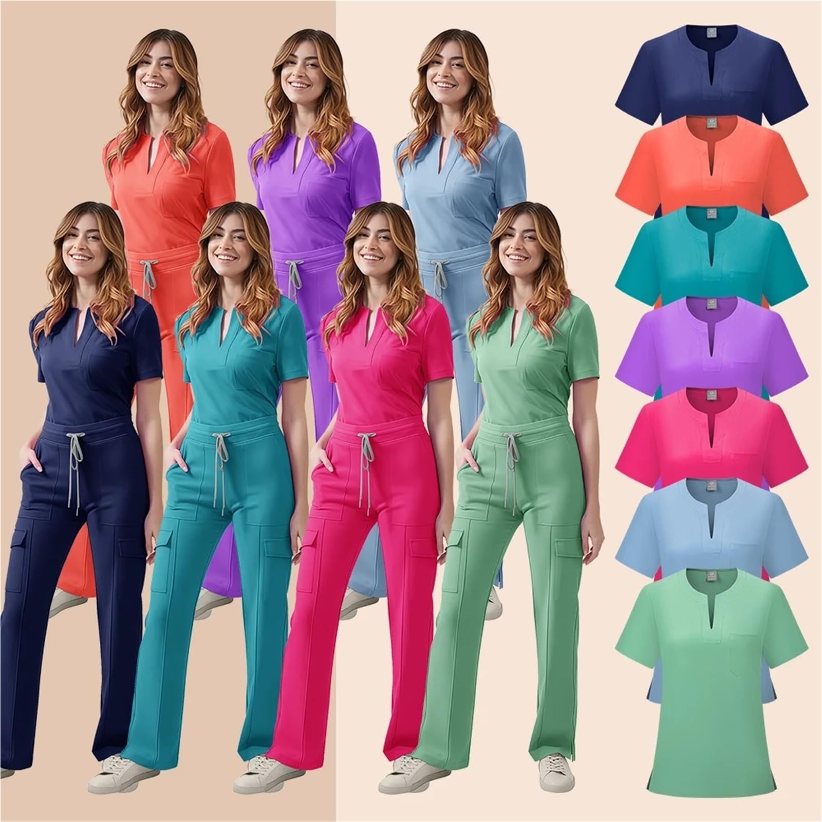 Uniforme Sanitario Mujer Beauty Salon Work Wear Top-Pants SPA Nursing Tunic Suit