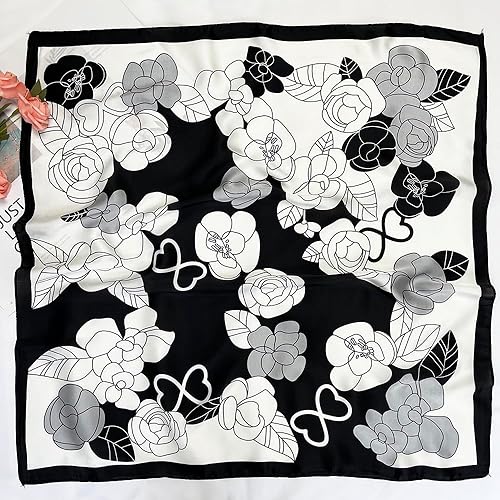 Miniatura 191 de FONYVE - Pañuelo de satén sedoso de tamaño mediano para mujer, cuadrado, 27.5 x 27.5 pulgadas