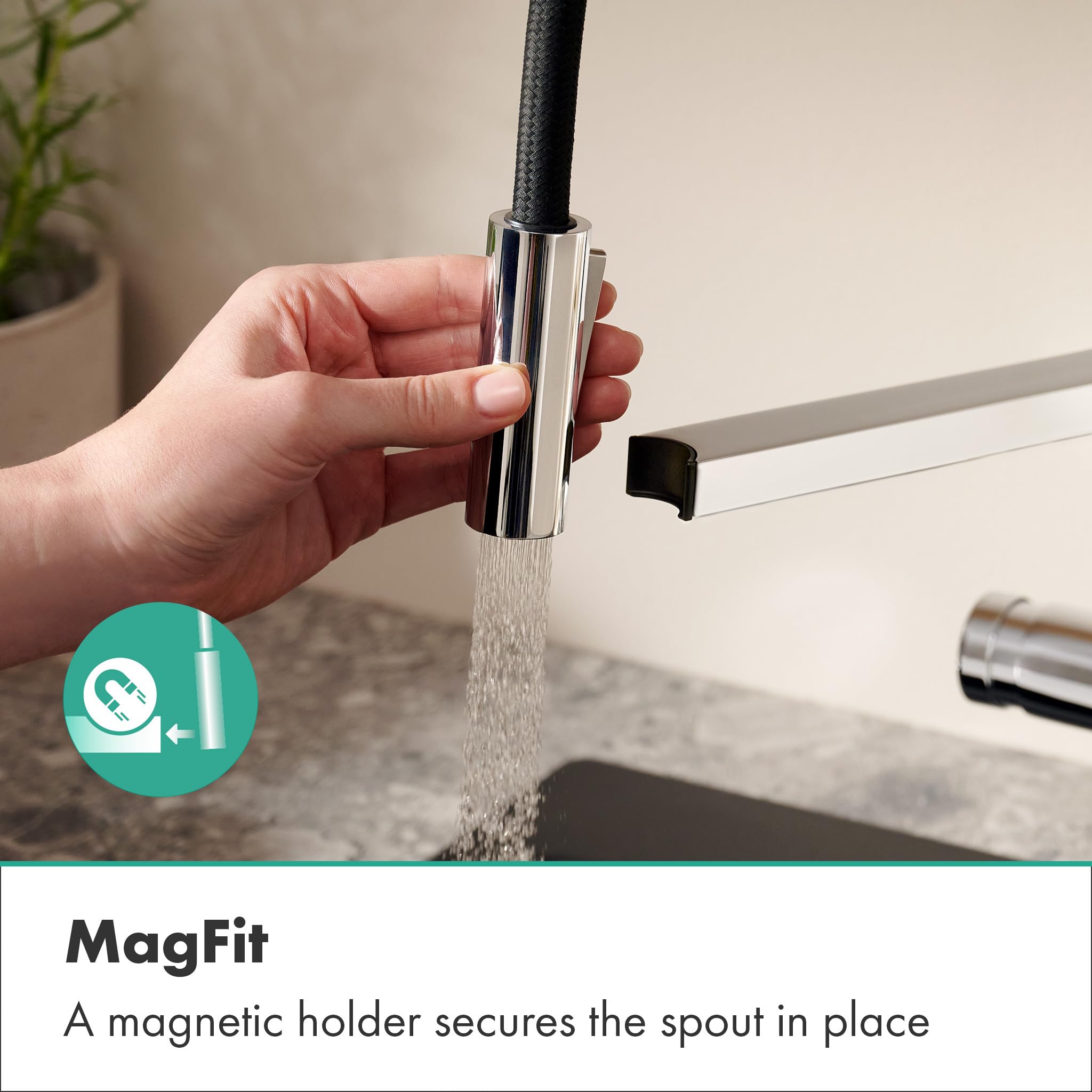 hansgrohe Talis Select M54 PowderSpray - Küchenarmatur mit Brause ausziehbar, SemiPro, 3 Strahlarten, Wasserhahn Küche mit Auslaufhöhe 210 mm, Mischbatterie Küche 360° schwenkbar, Chrom, 72861000