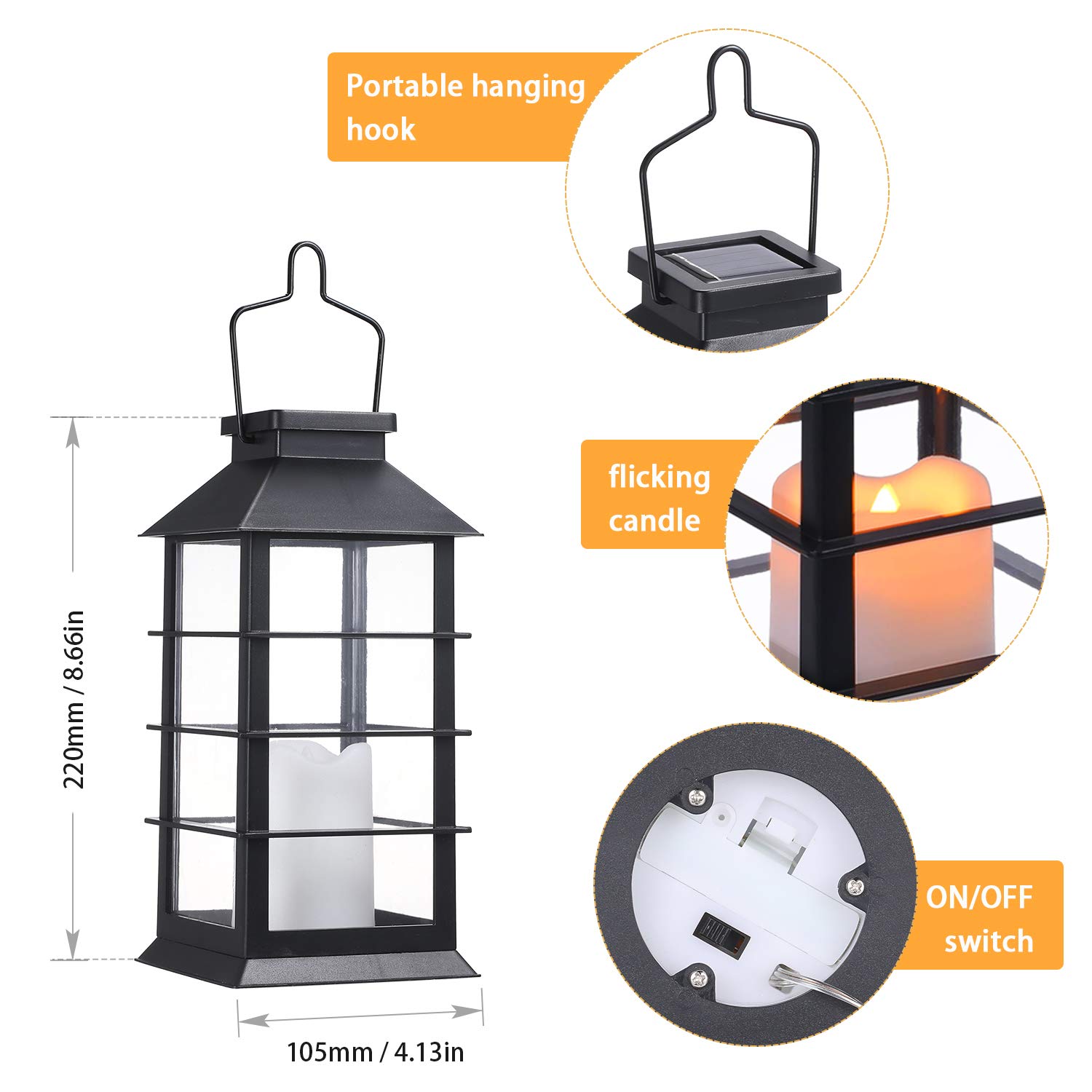 Tomshine 2 sztuki lampionów solarnych z efektem świetlnym lampa solarna do zawieszenia na zewnątrz w ogrodzie