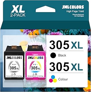 JMLCOLORS 305 Ink Cartridges Black and Colour, 305XL Ink Cartridges Replacement for HP Printer Ink 305 XL for DeskJet 2700 2710 2720 2724 Plus 4100 4120 4130 Envy 6000 6020 6032 Pro 6400 6420 6430