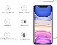 Vista 2 de Ailun Paquete de 2 protectores de pantalla compatibles con iPhone 11 [6.1 pulgadas] + 2 protectores de lente de cámara, película de vidrio templado