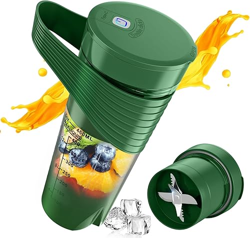 Miniatura 1 de Licuadora portátil, licuadora para batidos y batidos, 16 onzas, recargable tipo C, licuadora personal, mini licuadora con cuatro cuchillas ultra