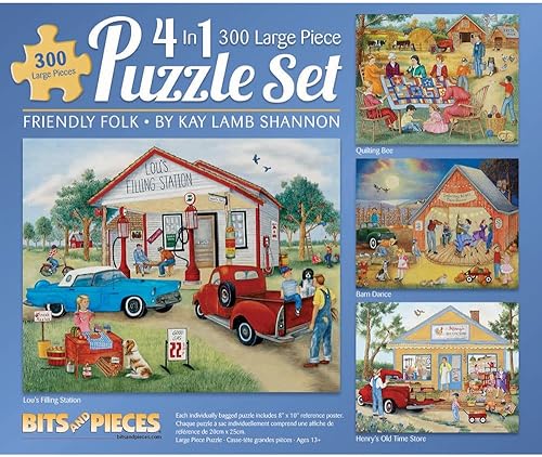 Bits and Pieces - Paquete múltiple 4 en 1 - Rompecabezas de 300 piezas para adultos-Cada uno mide 16 x 20 pulgadas (18.1 in x 24.0 in) - Amigable
