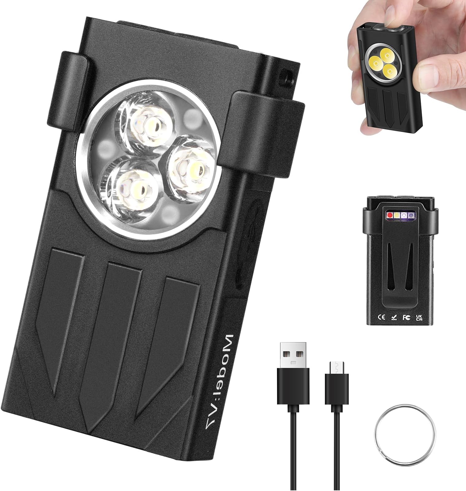 LED Keyring Torch, 1100 Lumens Rechargeable Mini EDC Torch,