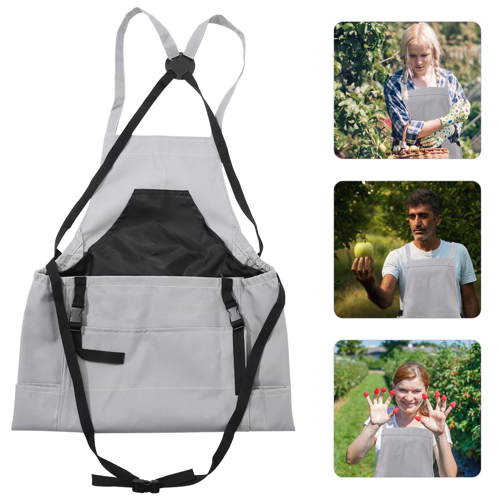 BESPORTBLE Grembiule da Raccolta Oxford, Ampie Tasche e Tracolla Regolabile, per Orto e Frutteto, Comodo e Resistente