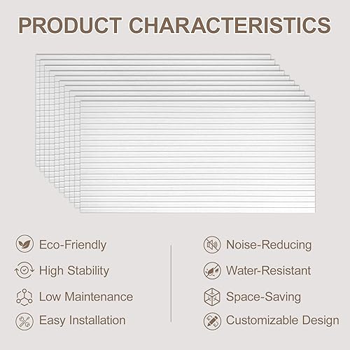 Miniatura 7 de Paquete de 10 paneles acústicos, paneles de pared grandes de 47 x 24 x 0.38 pulgadas, paneles autoadhesivos que absorben el sonido, paneles a prueba