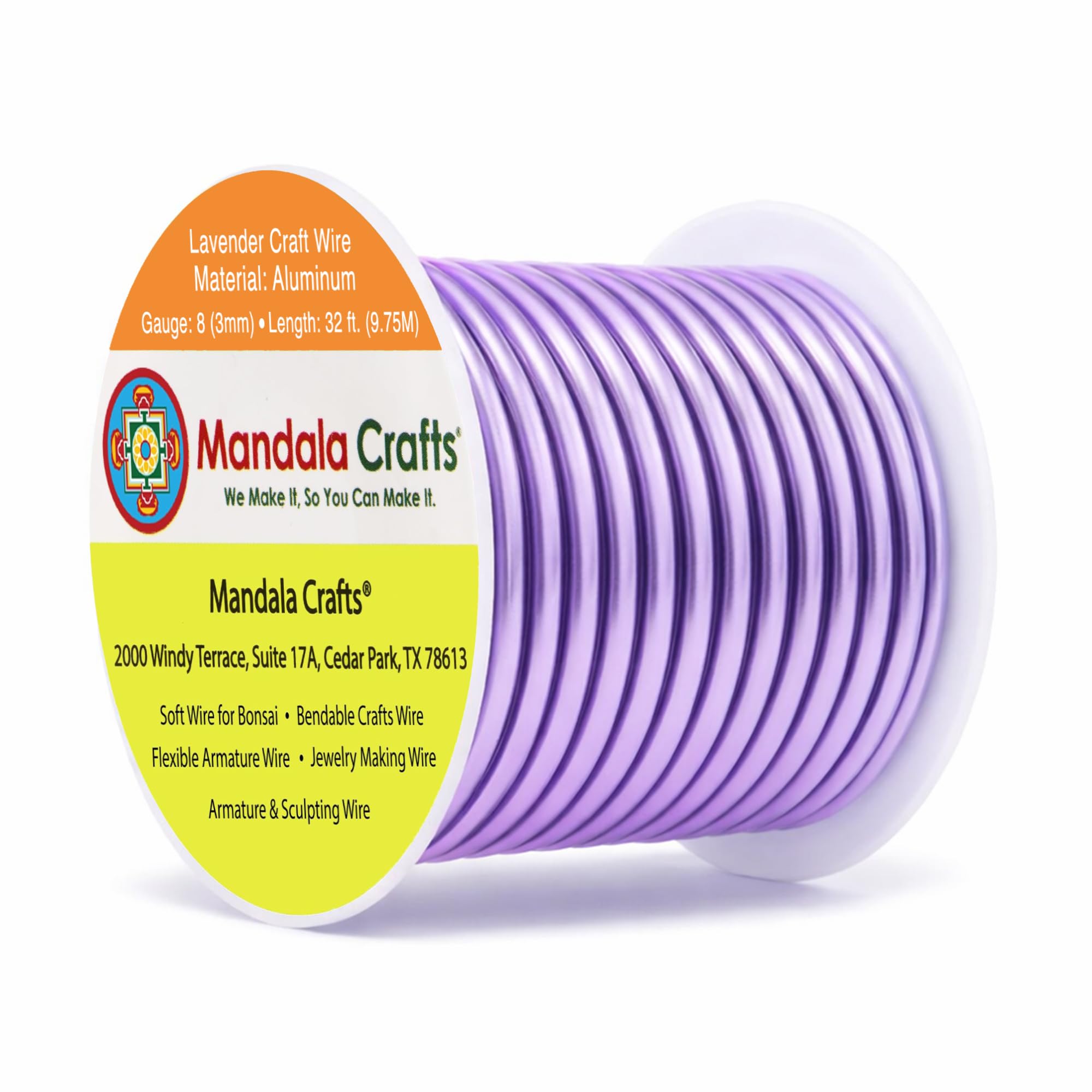 Mandala Crafts 8 Gauge Lavender Anodized Aluminum Craft Wire, 32 FT
