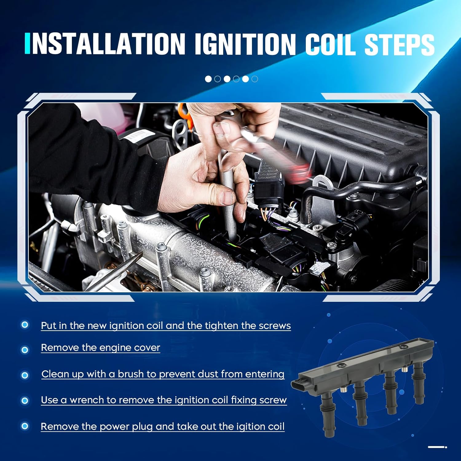 Ignition coil for 2011-2015 Chevy Cruze for 2016 Cruze Limited for 2012-2018 Sonic Trax for 2011-2015 Volt Buick Encore Cadillac ELR Replacement for D521C 55577898 55579072 25198623 C1810 UF-669