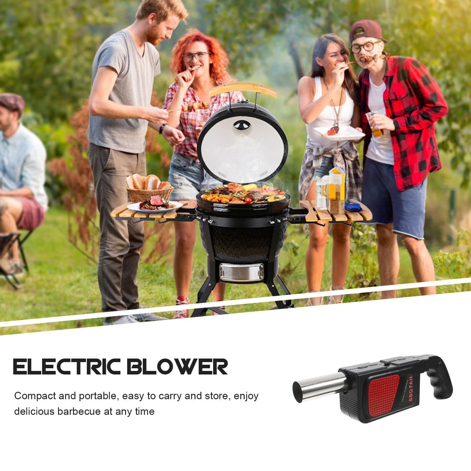 2 pezzi Soffiatore Elettrico Portatile per Barbecue Ventola Batteria per Accensione Rapida Strumento Compatto per Campeggio e Cottura All Aperto