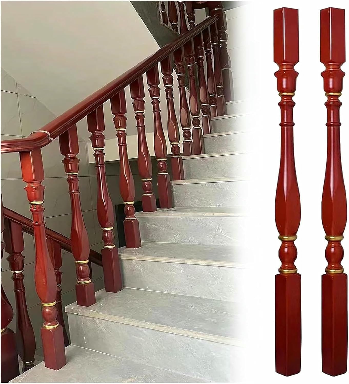 Spindles for Staircase Indoor, 37 inch Tall Stair Corridors Balusters Post for Loft/Apartment/Villas House Decor, Cuttable Guardrail Column, Floor Mount