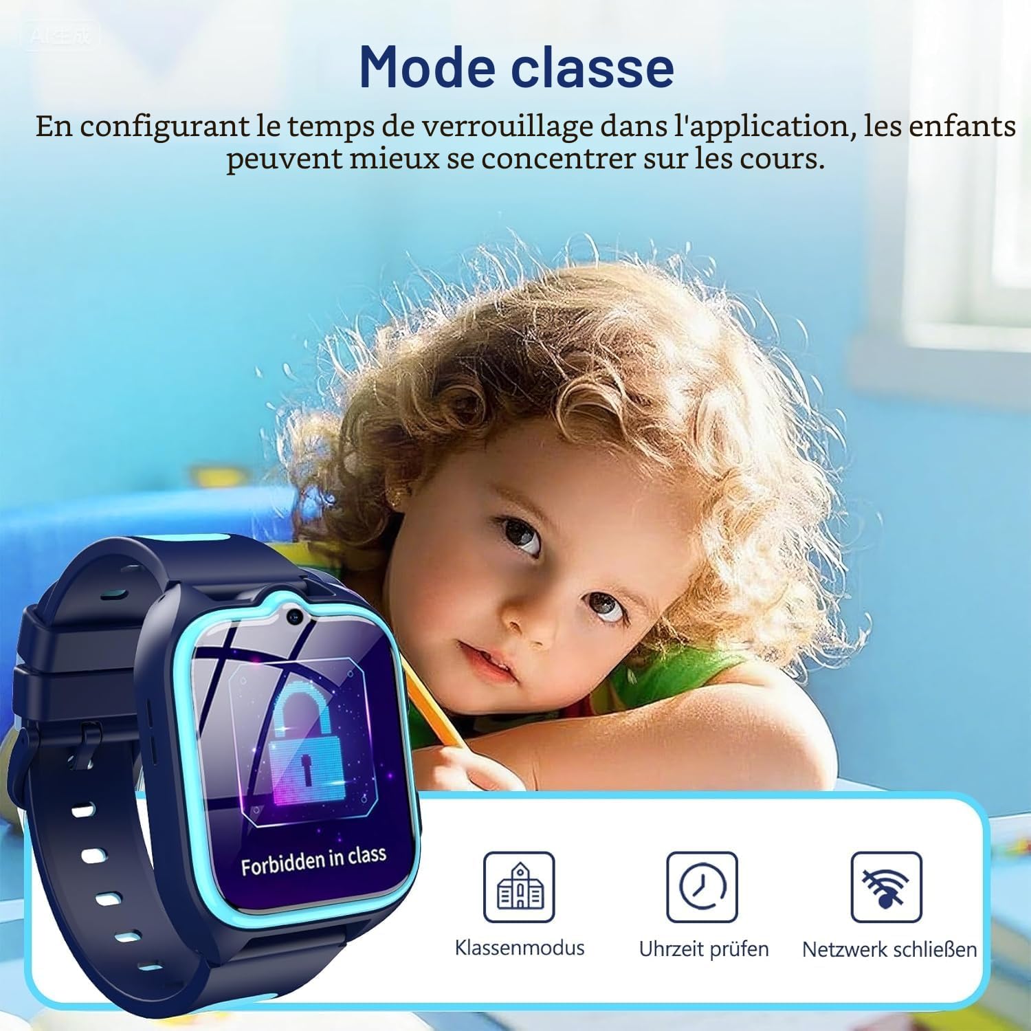 IOWODO Montre Connectée Enfants 4G Wi-FI, GPS, SOS, Enfant Écran HD de 1,83 Pouces, Appels, Appels Vidéo, Chat Vocal, Whatsapp, Étanche IP68, Mode École, Podomètre, Réveil (Bleu)