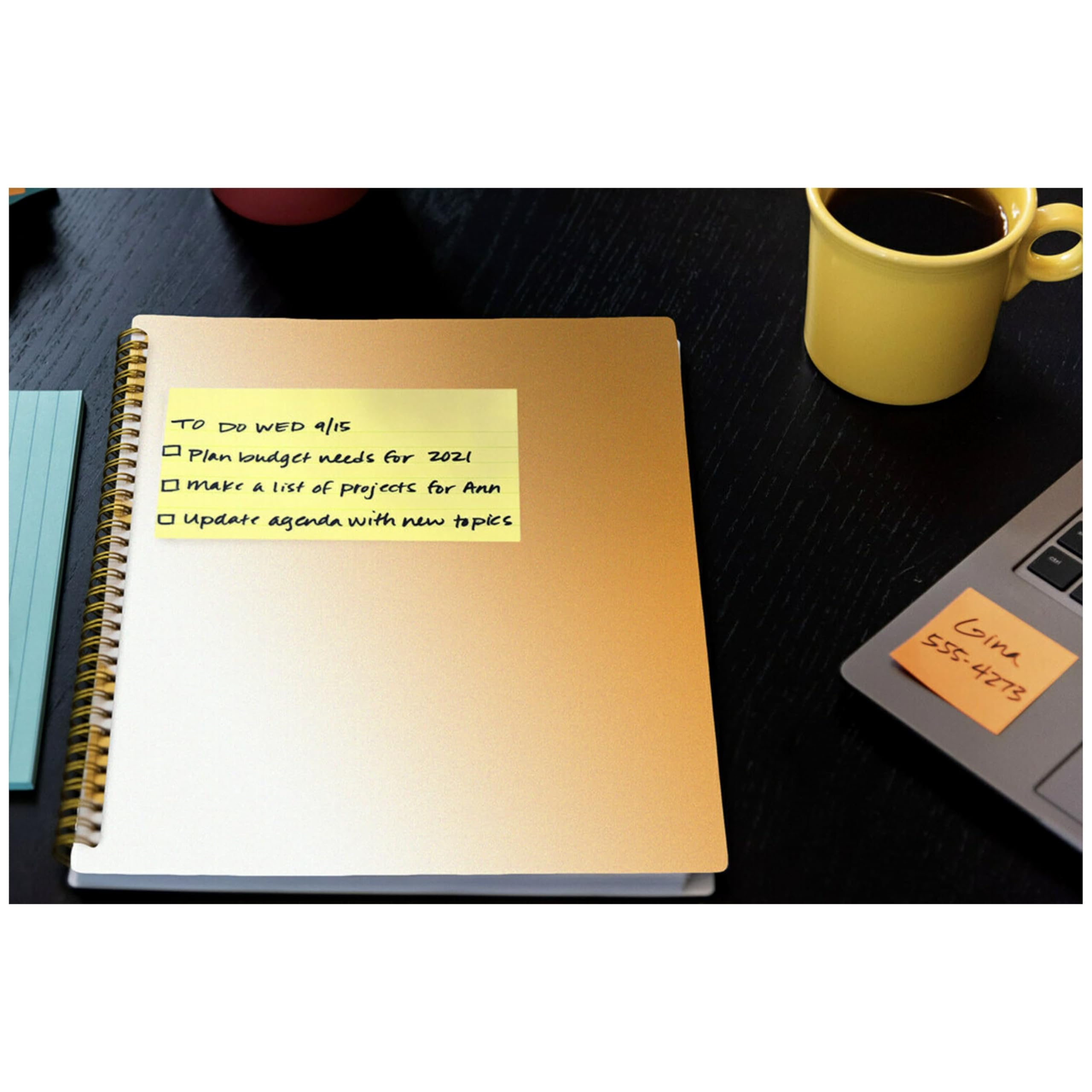 Post-it 100% recyceltes Papier, super Haftnotizen, 2 x die Haftkraft, 7,6 x 12,7 cm, 12 Bl cke/Packung, 70 Blatt/Block, Kanariengelb (655R-12SSCY) | Schulbedarf und Büroprodukte, 2-fache Haftkraft