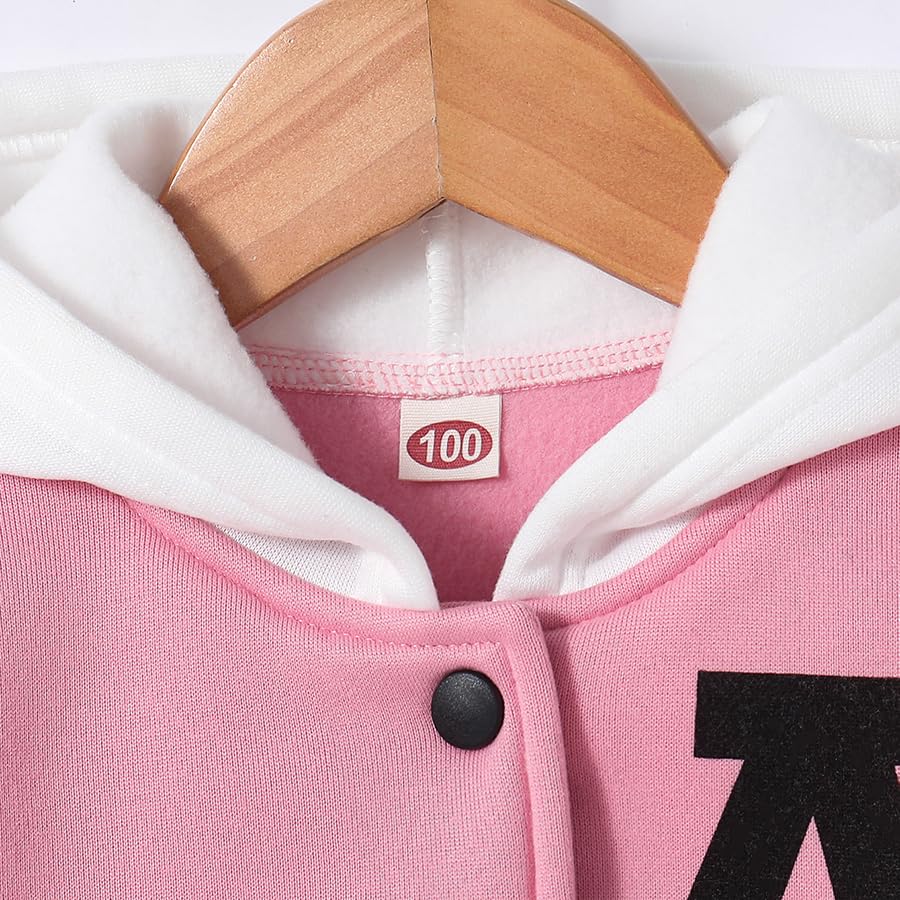 Kids Hoodie Baseball Jacket Varsity Style Casual Fit Sport Girls Flower Team Uniforms Cardigan Sweatshirt4