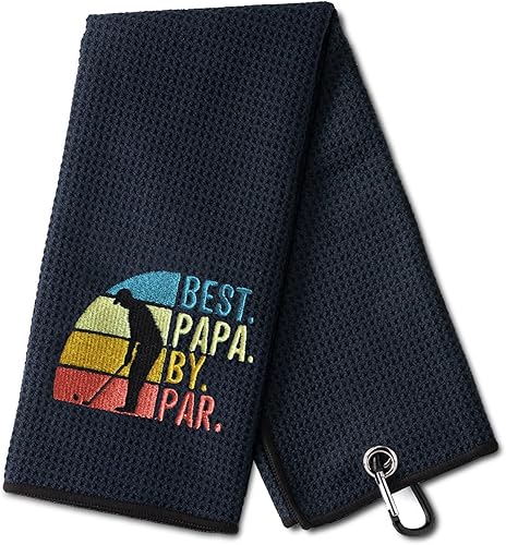 DYJYBMY Best PaPa by Par - Toalla de golf divertida, toallas de golf bordadas para bolsas de golf con clip, accesorios de golf para hombres, regalos