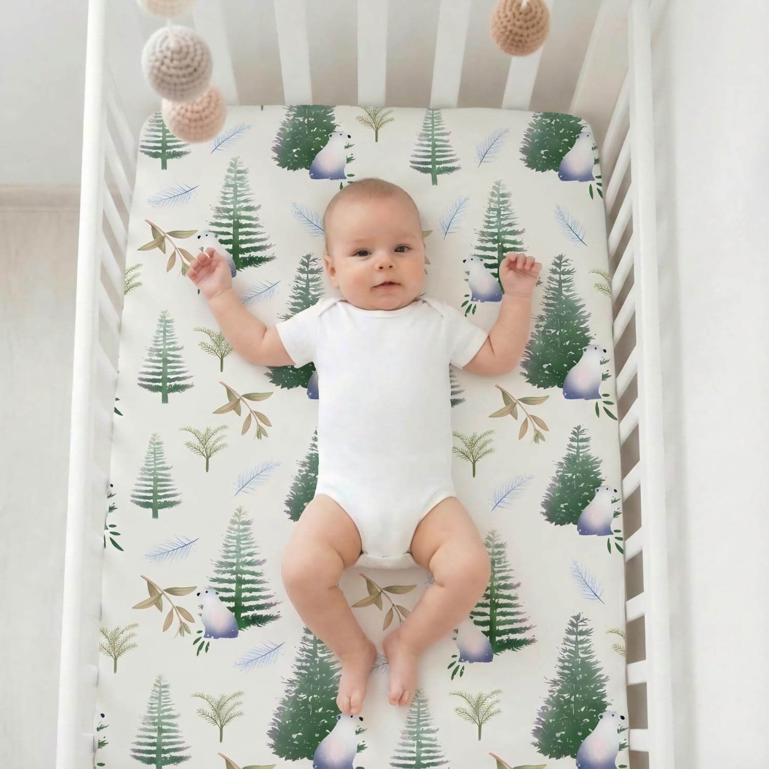 Next to Me Crib Sheets, Fitted Baby Crib Sheets Set of 4, Breathable Soft Microfiber Fitted Baby Bed Sheets (Bears and Jungle, 83x50cm) - Image 2