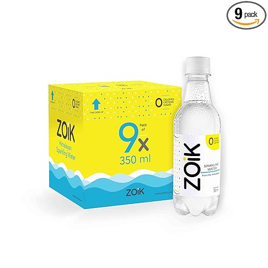Zoik Sparkling Natural Mineral Water | Carbonated Water (Pack of 9 x 350ml Each)