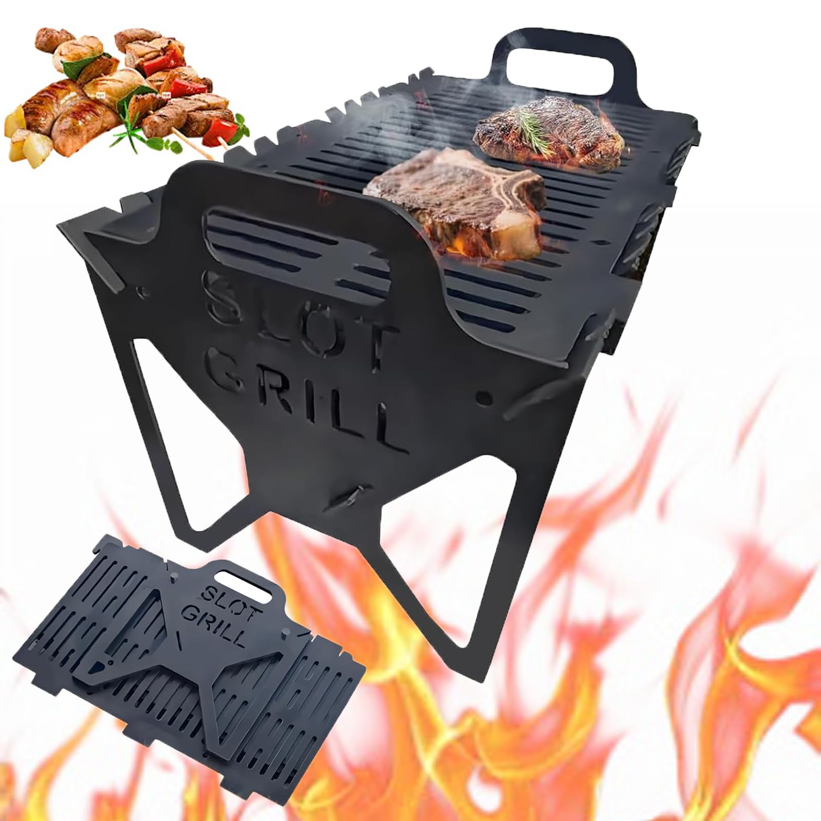 Składany – przenośny grill na kemping i tailgating, nie wymaga instalacji, stalowy grill do gotowania na zewnątrz, łatwe przechowywanie, duży grill do grillowania
