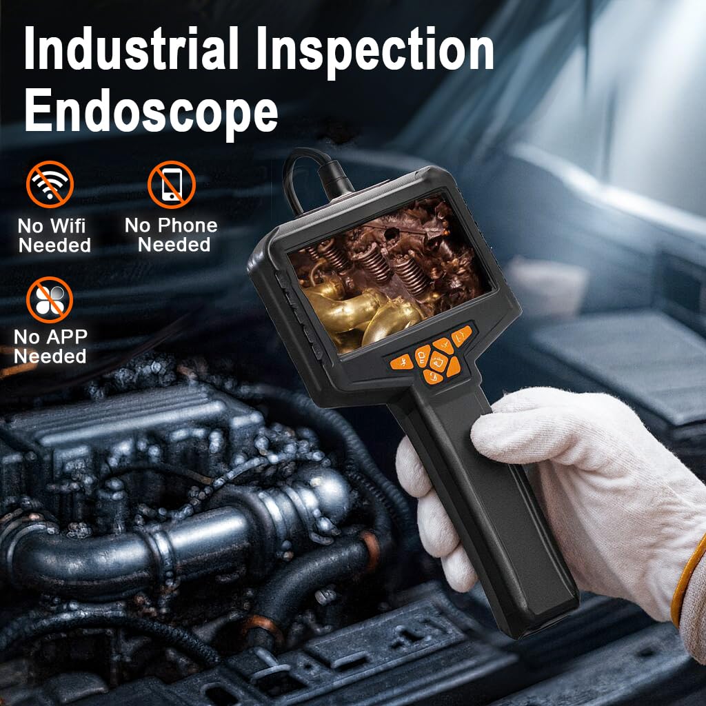 Inspection Endoscope, Industrial Borescope Camera with 4.3" IPS Screen, 1920P HD Snake Camera with 8 LED Lights, 16.5FT Semi-Rigid Cord Bore Scope - Cool Gadgets Tool — Amazon image 6
