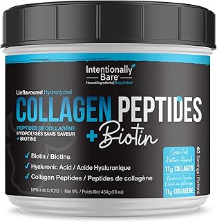 Intentionally Bare Collagen Peptides – Biotin, Hyaluronic Acid, Vitamin C, Zinc – Keto, Paleo - 10g Protein, Zero Carbs - Grass-Fed, Pasture Raised, Dairy Free – Unflavored - 40 Servings