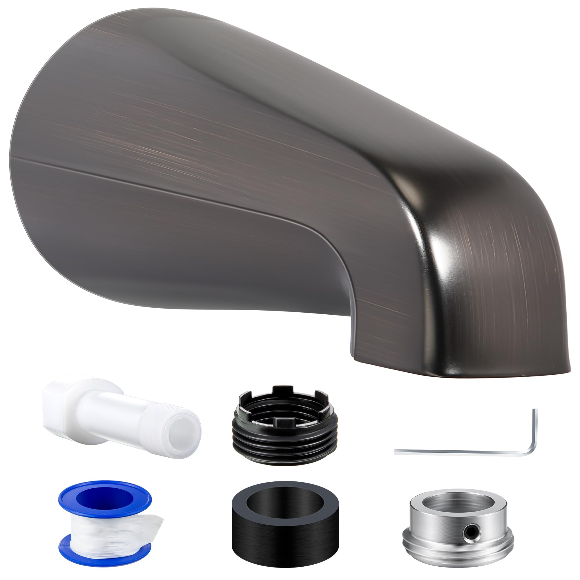 Dreyoo Tub Spout (Universal Fits 1/2" Copper Pipe, 1/2" IPS and 3/4" IPS), Bathroom Bathtub Faucet with Adapters and Hex Wrench(Oil Rubbed Bronze,Without Diverter)