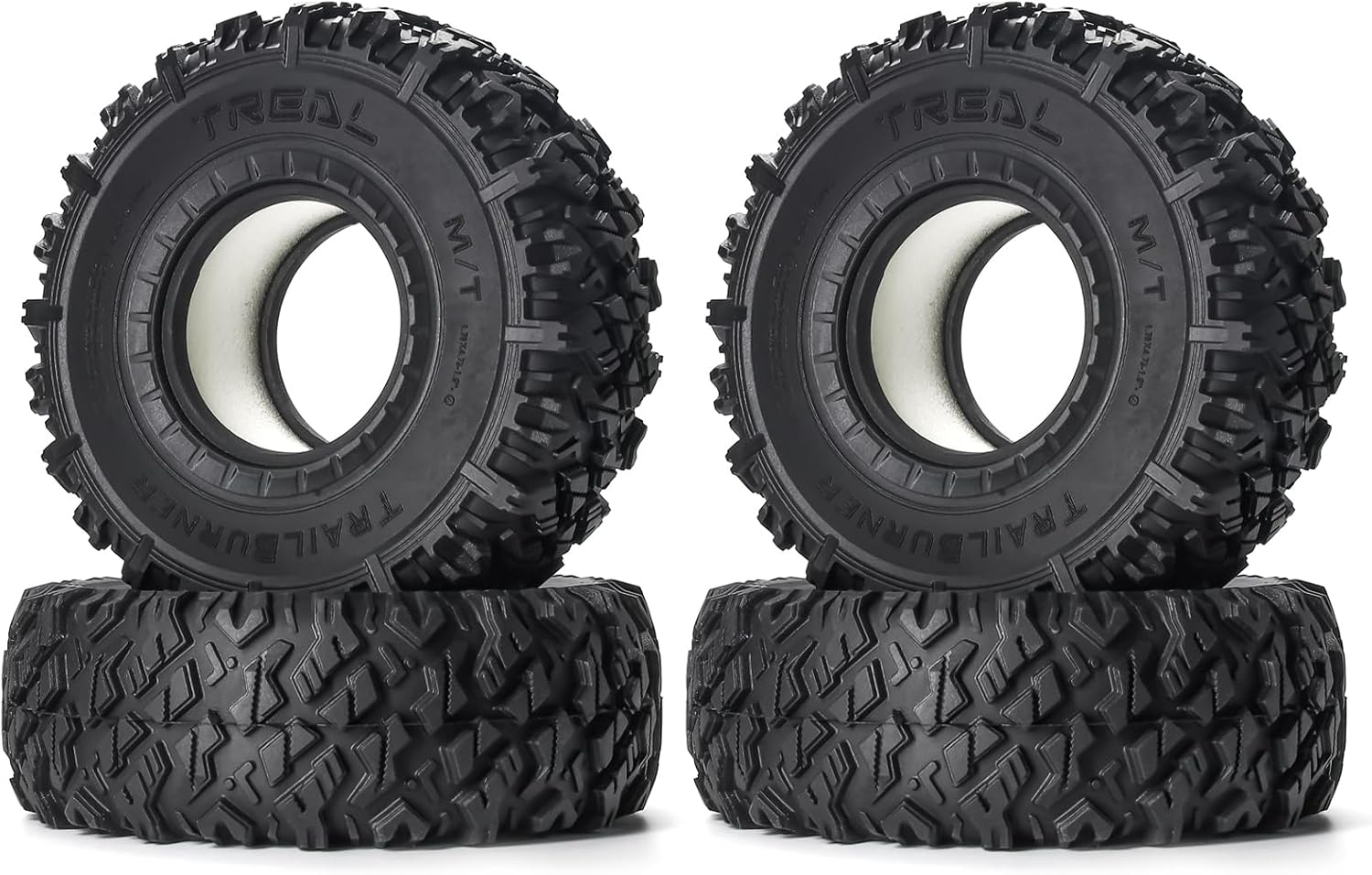 TREAL 1.9 Tires TrailBurner Rubber Tyre Set (4P) RC Beadlock Wheel Tires for 1:10 RC Crawler Axial SCX10 II SCX10 III Capra TRX4 Gen8 Ascent