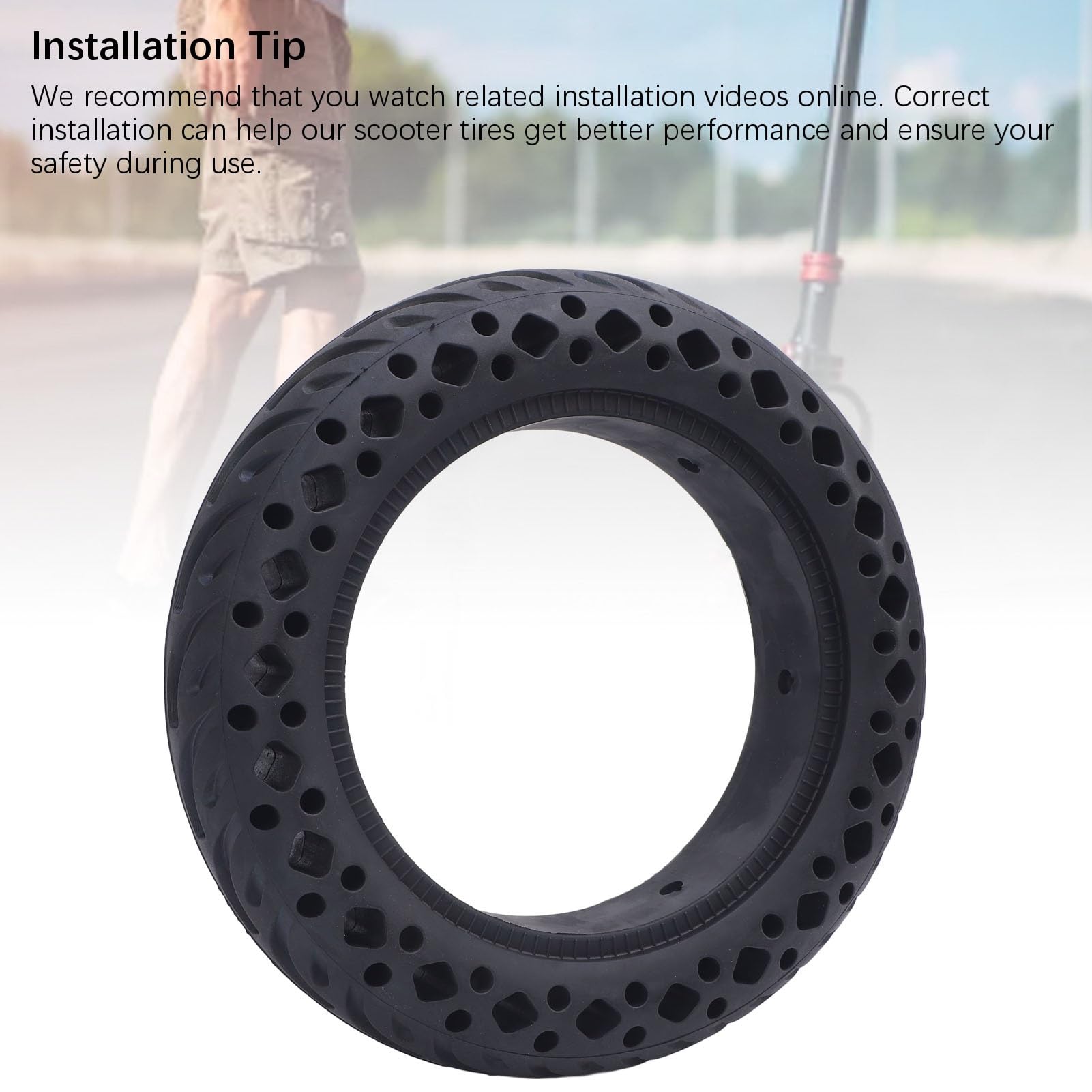 Neumático de Caucho Macizo de 10 x 2,5 Pulgadas para Patinete eléctrico. No Requiere inflado. Neumático con diseño de Panal Que Absorbe los Impactos y excelente Agarre para Ruedas de 10 Pulgadas.