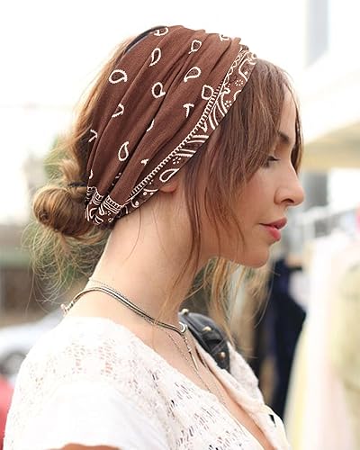 Miniatura 4 de DRESHOW 8 diademas para mujer, banda ancha africana para el cabello, turbante, bandas para la cabeza para mujeres, envoltura extra para el cabello,