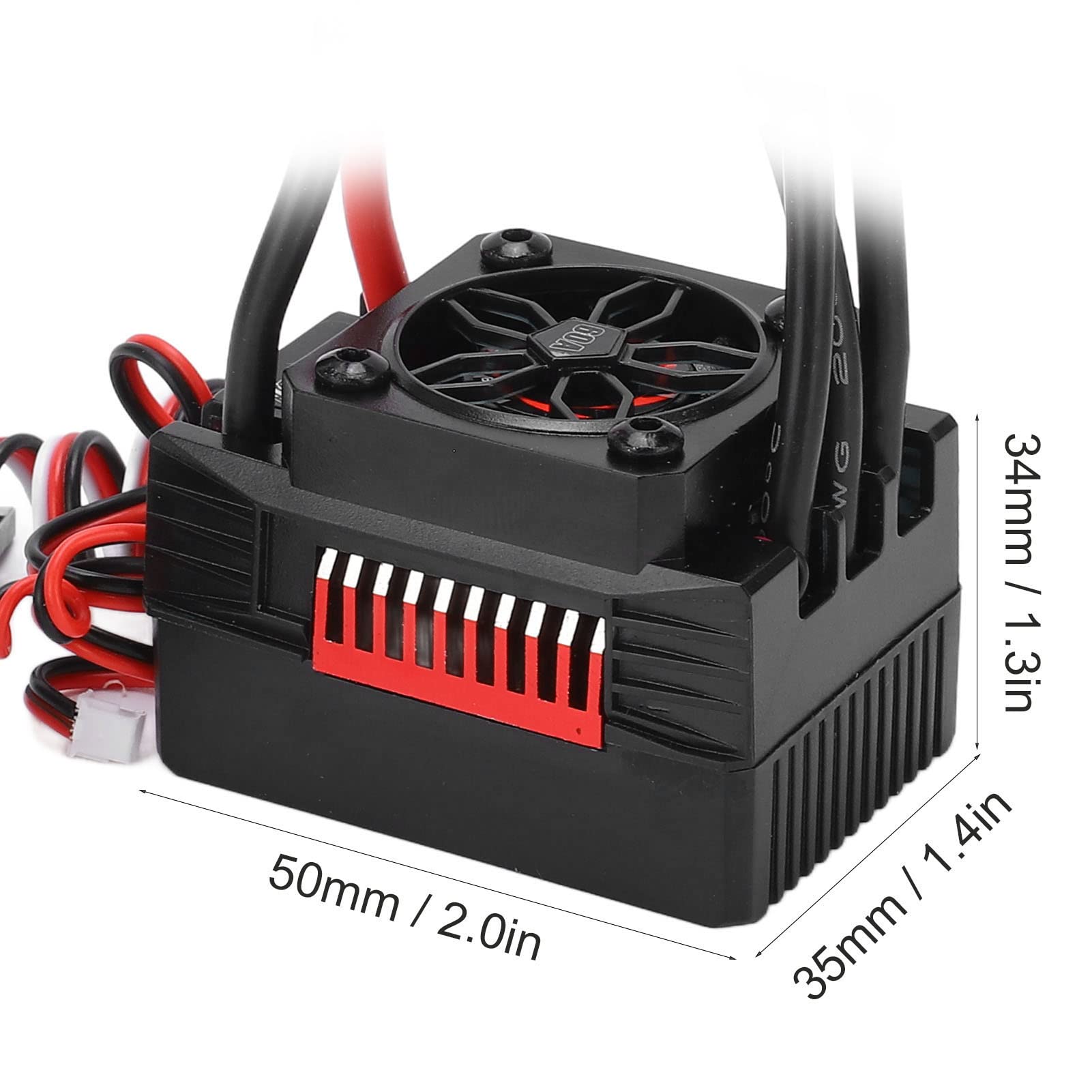 V2 RC Brushless ESC 60A Controlador electrónico de velocidad impermeable, accesorio RC inalámbrico, con conector XT60 a T para autos modelo 1/10 RC, diseño programable con
