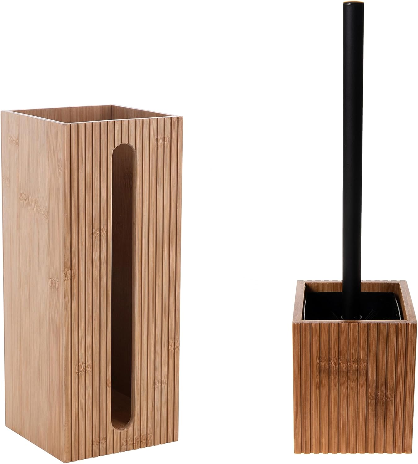 Bath Bliss Bamboo Square Oslo Brush and Toilet Paper Holder Set