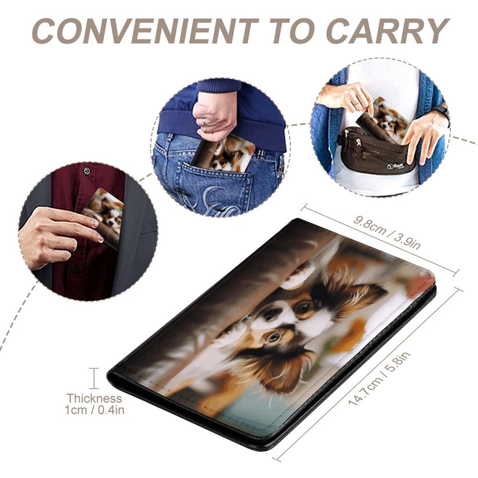 Papillon - Funda para pasaporte tumbado sobre la barriga con bloqueo RFID, de piel, para pasaporte, protector de pasaporte, tarjeta de crédito, accesorios de viaje
