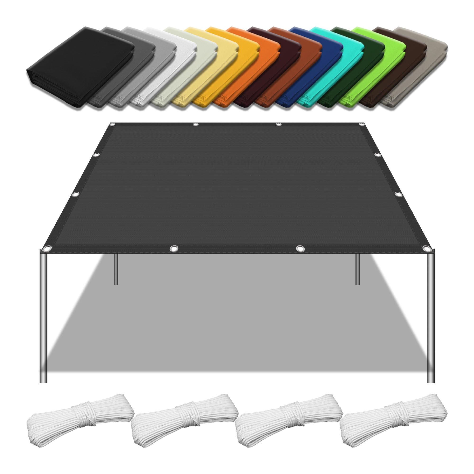 Voile d'ombrage imperméable pour ombrager une grande terrasse gris