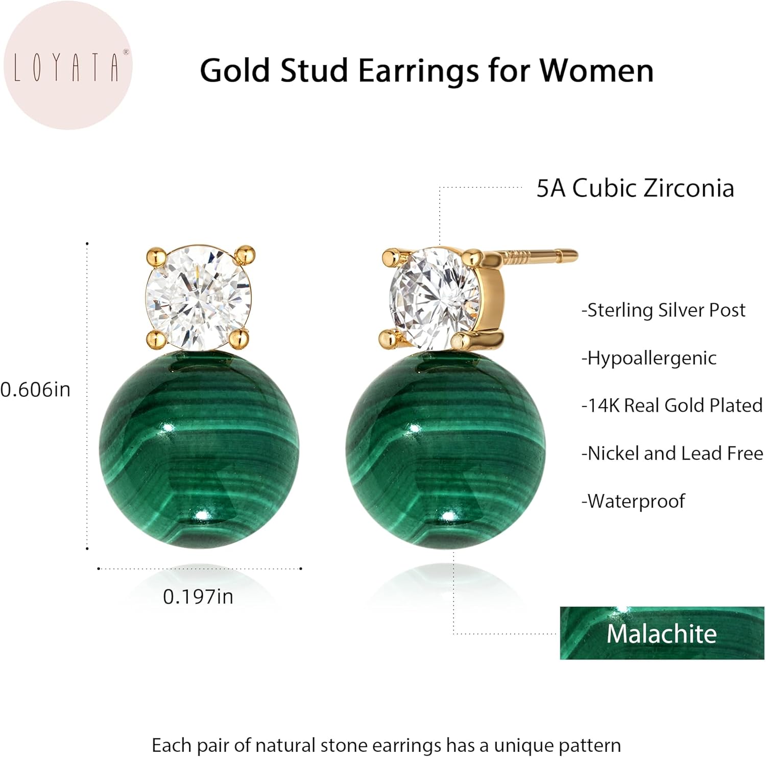 LOYATA Gold Stud Earrings for Women-Diamond Crystal Ball Stud Earrings 14K Gold Plated/925 Sterling Silver Post Hypoallergenic Small Statement Earrings for Women Jewelry Gifts - Image 5