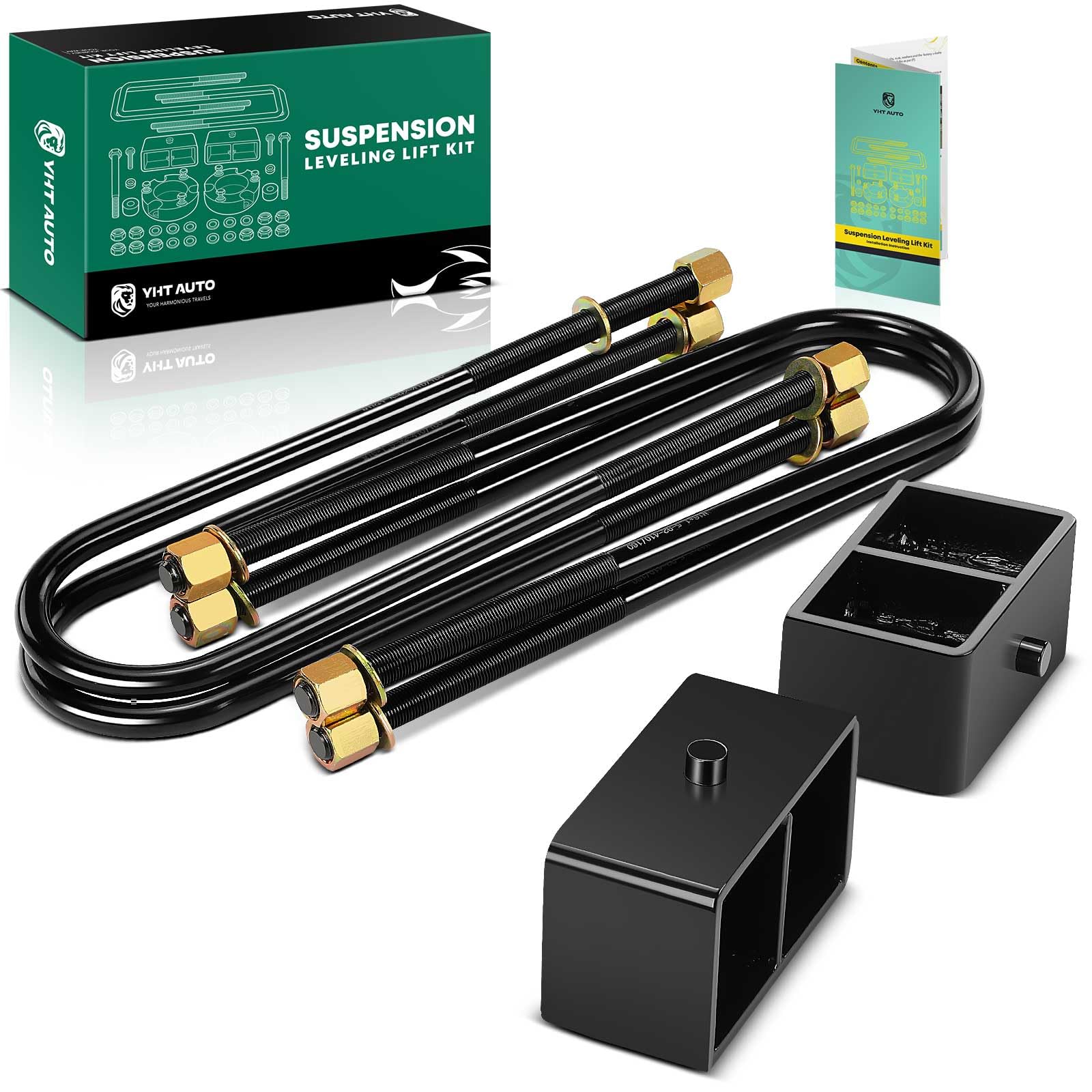 YHTAUTO 3 Inch Rear Leveling Kit Compatible with 1999-2022 Ford F-250 Super Duty F-350 Super Duty, 2000-2005 Excursion, Steel U-Bolts with Lift Blocks Leveling Lift Kit