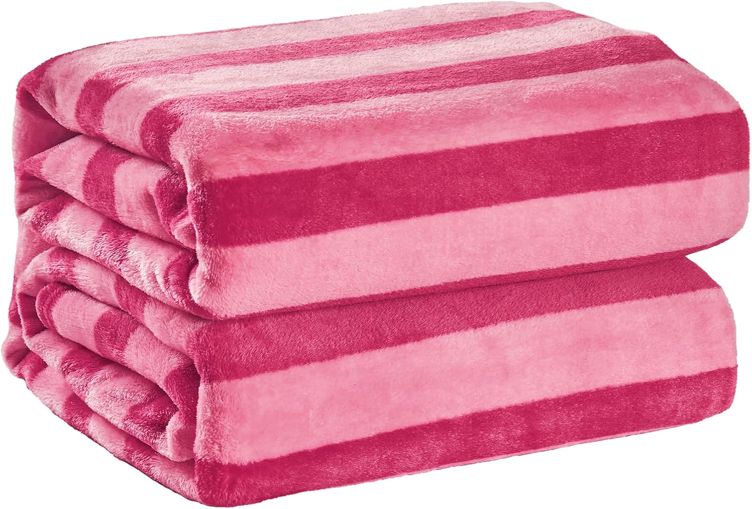 FY FIBER HOUSE Striped Flannel Throw Blanket - Soft Cozy Striped Blanket for Couch, Sofa, or Bed - 50"x60", Hot Pink, All Season Use - Image 2