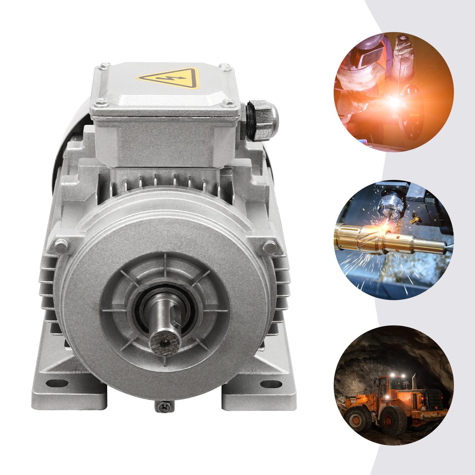 Profesjonalny silnik elektryczny, 1500 W, 3-częściowy silnik elektryczny z cewką z czystej miedzi, 380 V, 1405 obr./min, wał 19 mm, aluminium, klasa ochrony IP55, wysoka wydajność, przemysłowe silniki
