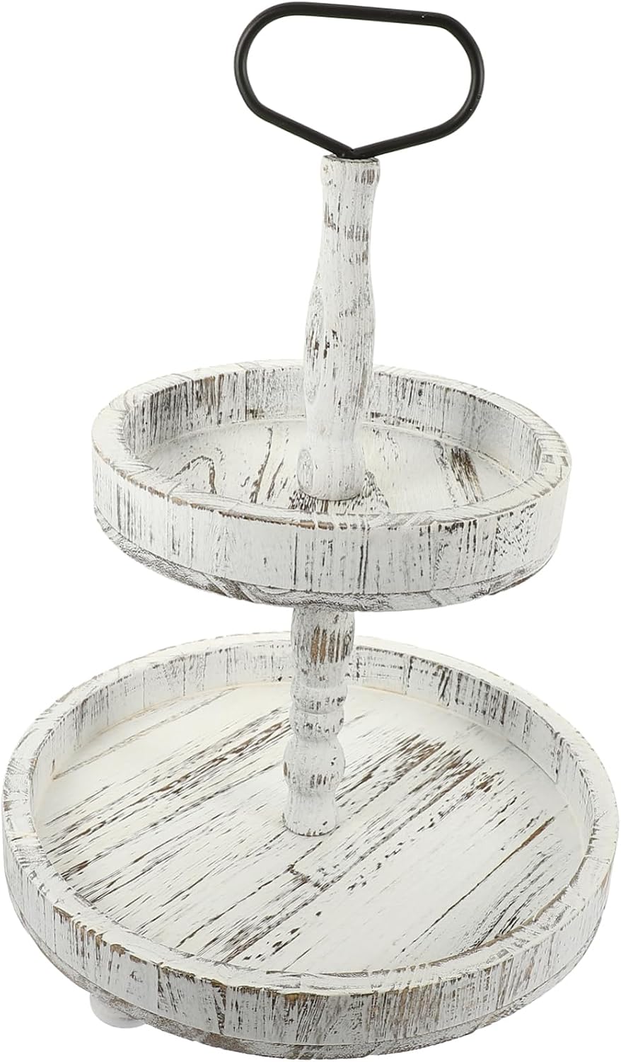 IMIKEYA 1Set Two Tiered Wooden Cake Stand Rustic Farmhouse Dessert Holder Sturdy Serving Tray for Cupcakes Treats Decorative Display for Home Decor Parties